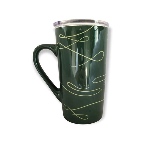 Starbucks Ceramic Traveler Coffee Mug Green Yellow Tree 2020 - New - Picture 2 of 6
